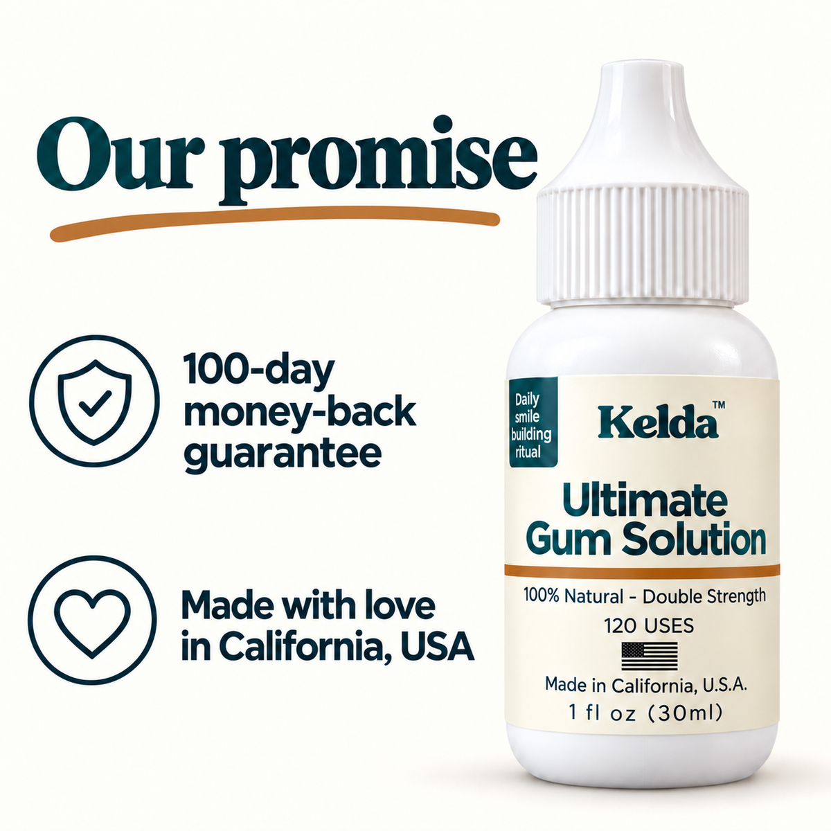 Our promise: 100-day money-back guarantee, made with love in California, USA