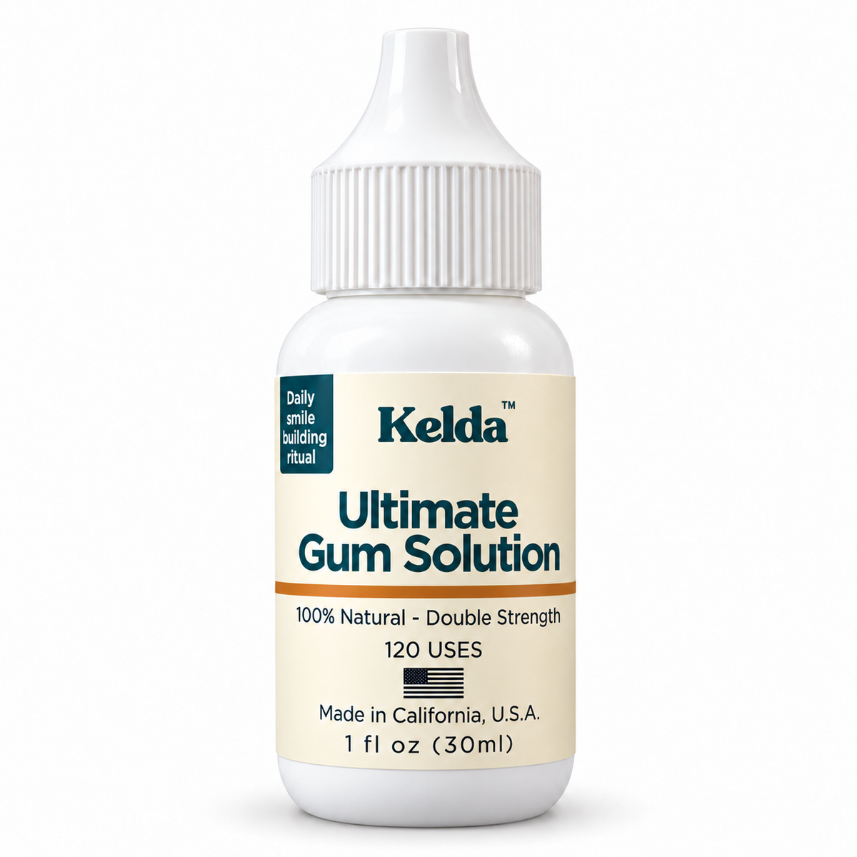 Ultimate Gum Solution Double Strength 1 oz bottle with the Kelda label